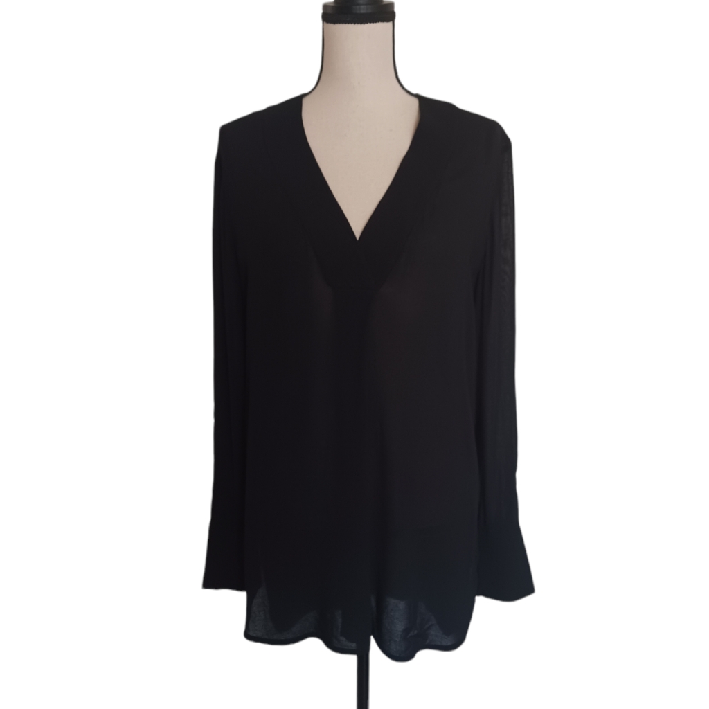 Vince V Neck Crepe Tunic Blouse
